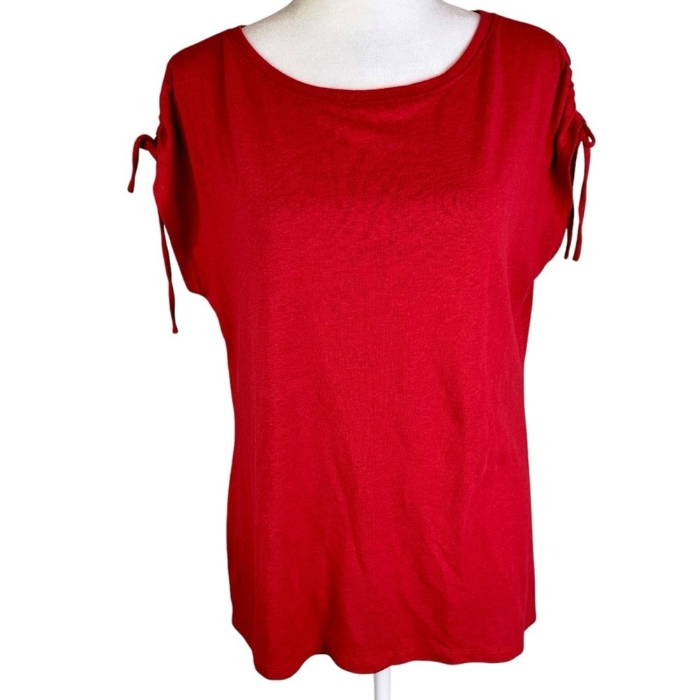 Talbots Red Relaxed Linen Blend Top Size S